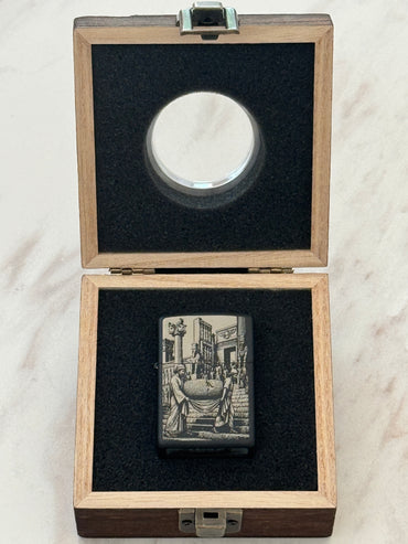 Persepolis Cyrus Cylinder Silver Zippo | فندک زیپو نقرهای منشور کوروش و تخت جمشید