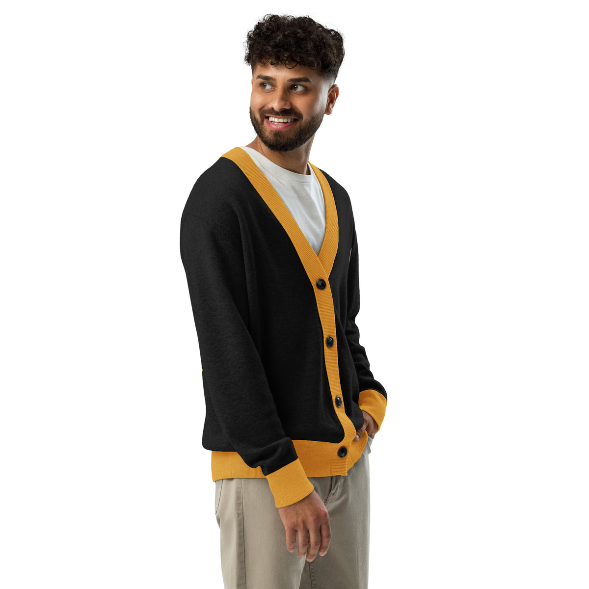Iran Oil yellow-Knitted cardigan
