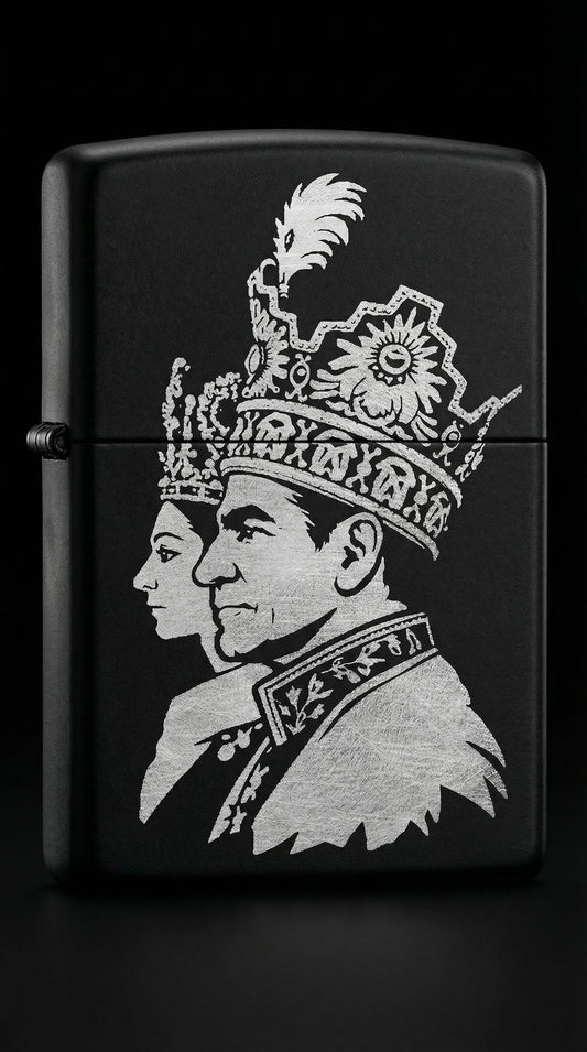 Shah Crown Engraved Zippo Black