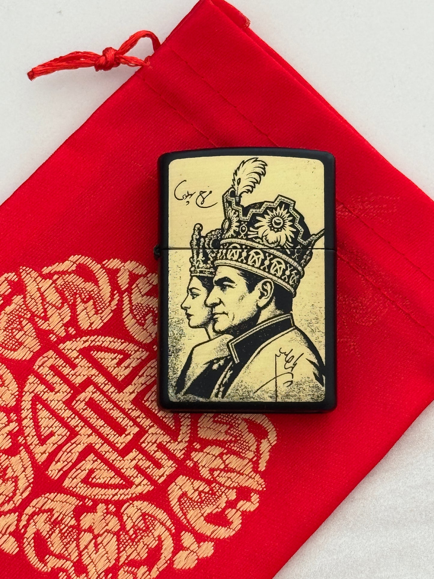 Shah & Farah Gold Signature Zippo | فندک زیپو طلایی امضای شاه و فرح