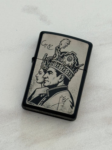 Shah & Farah Silver Signature Zippo | فندک زیپو نقره‌ای امضای شاه و فرح