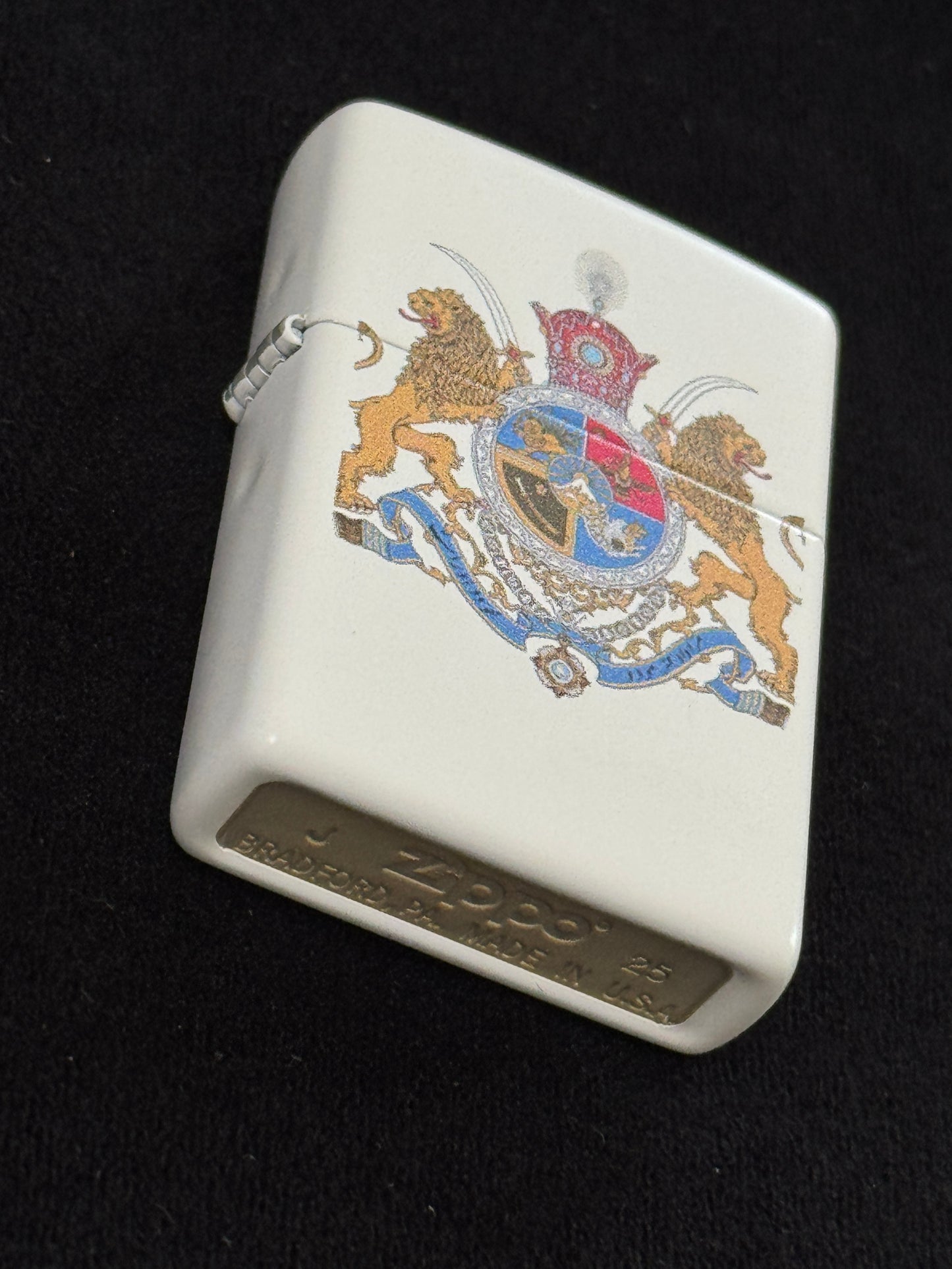 Imperial Iran Coat of Arms Lighter | Pahlavi Crown & Guardian Lions Design