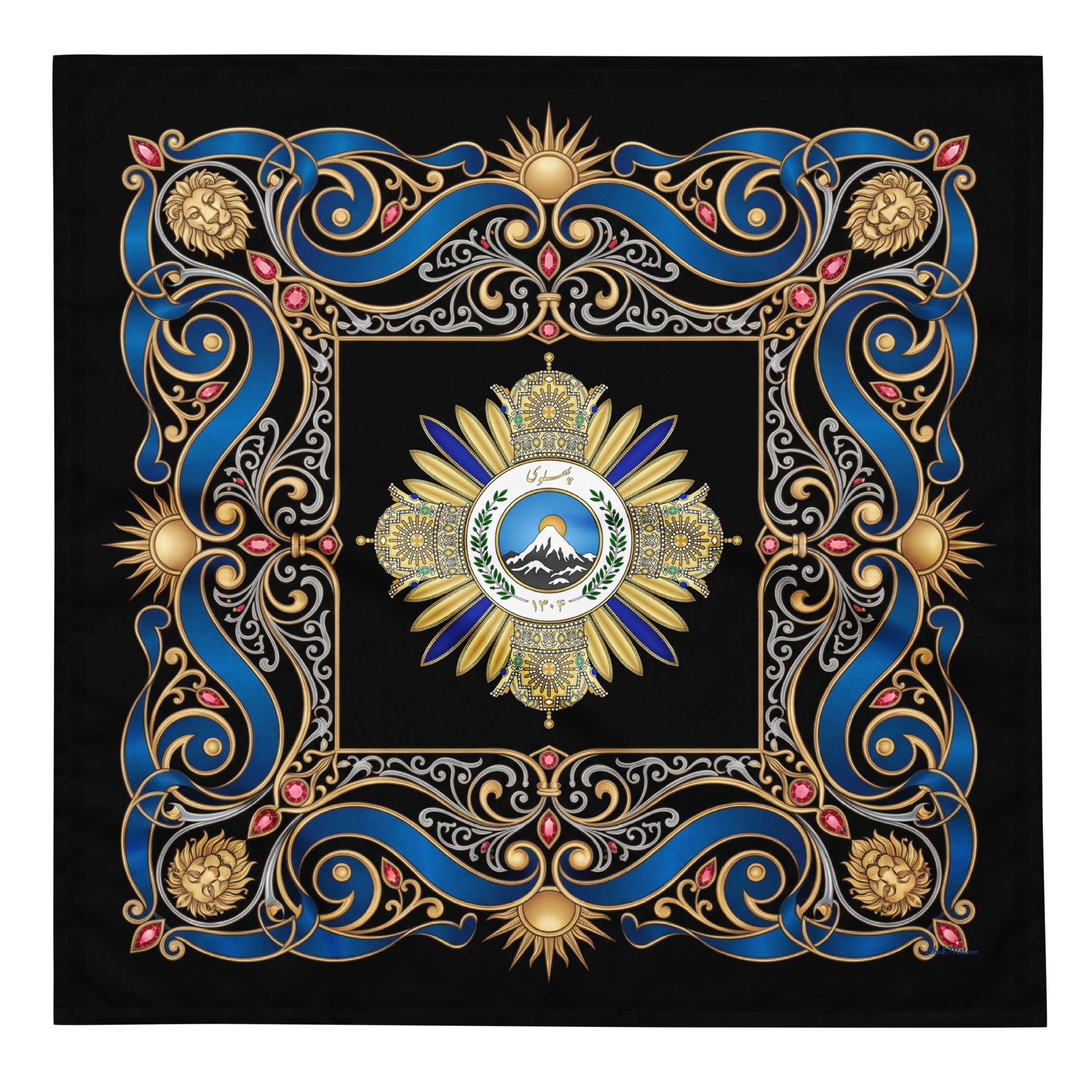 Pahlavi all-over print bandana, imperial Persian heritage accessory
