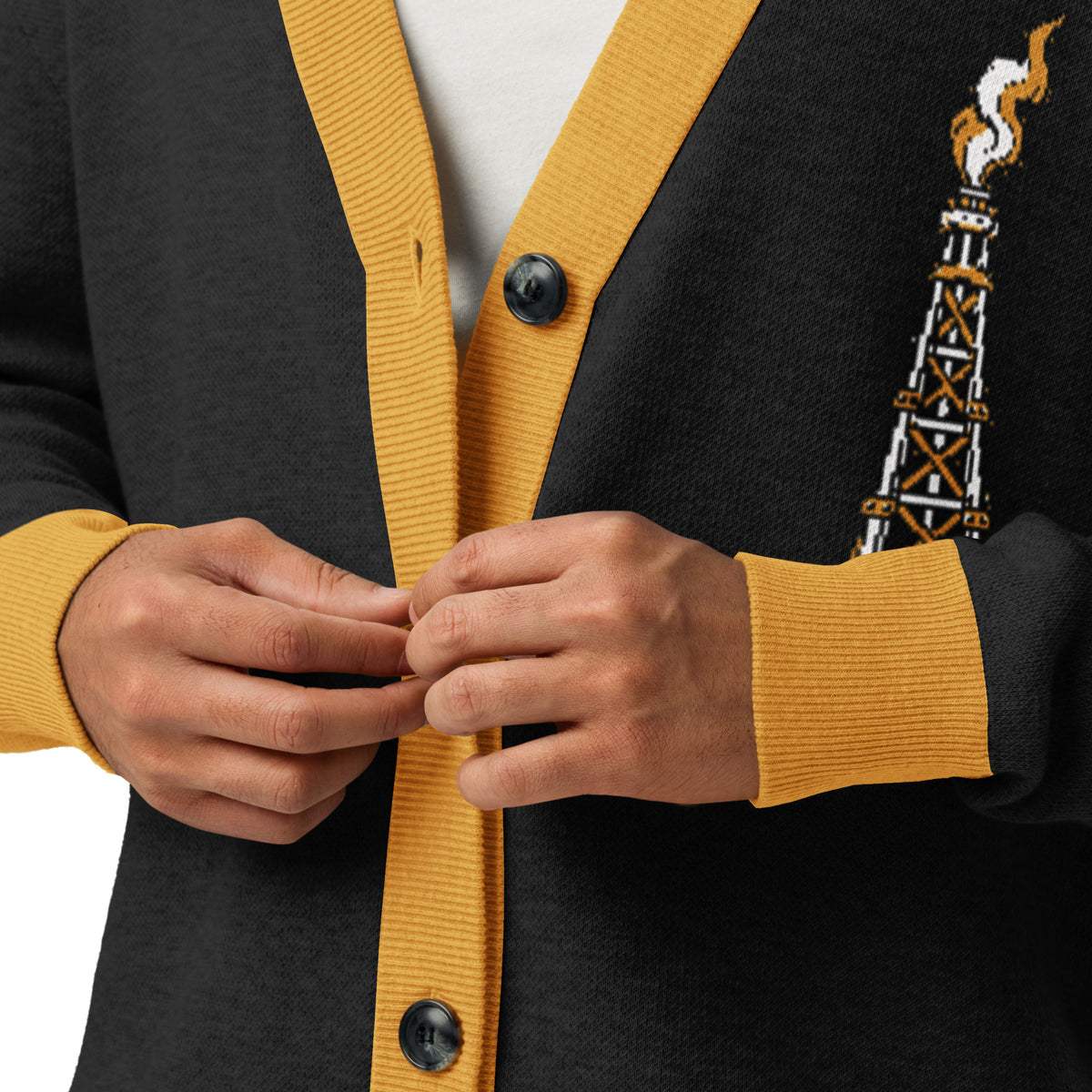 Iran Oil yellow-Knitted cardigan