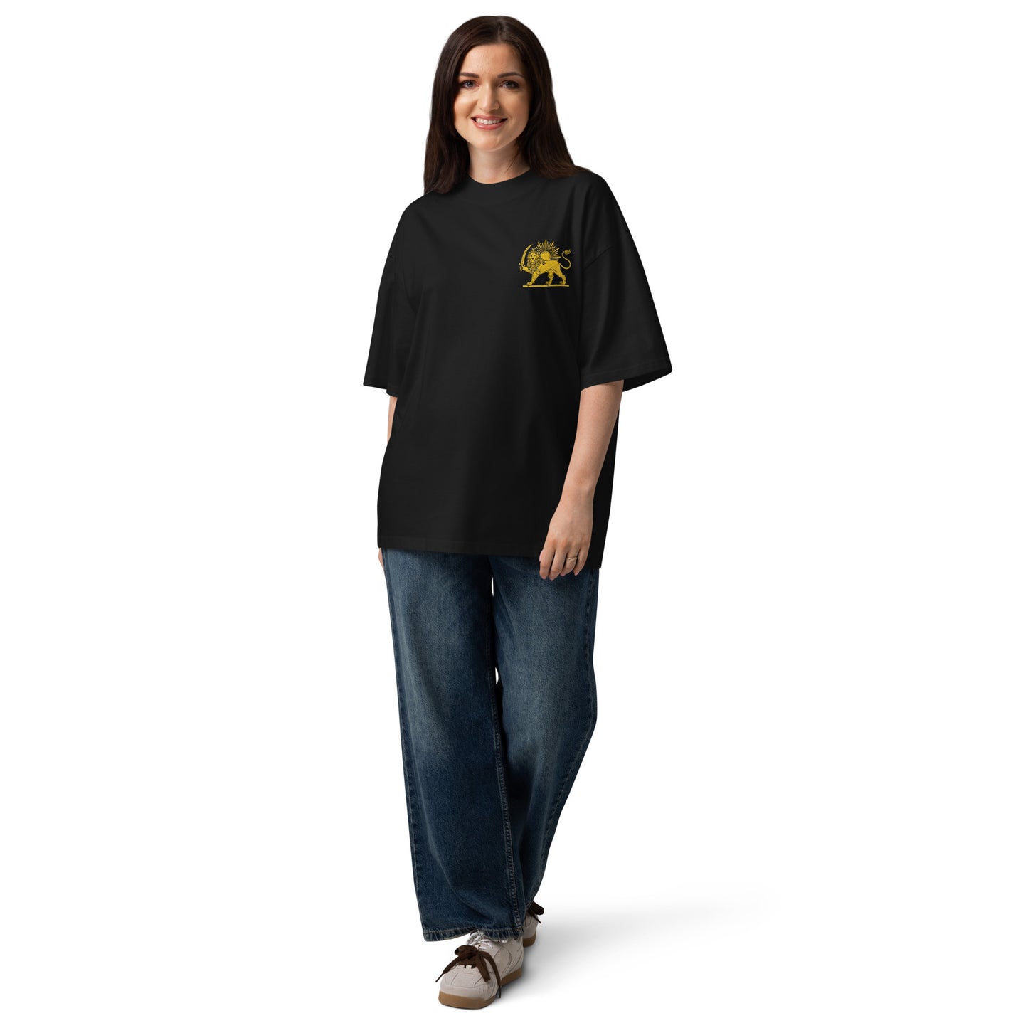 Lion&Sun Goldoozi-Red-Unisex organic oversized high neck t-shirt