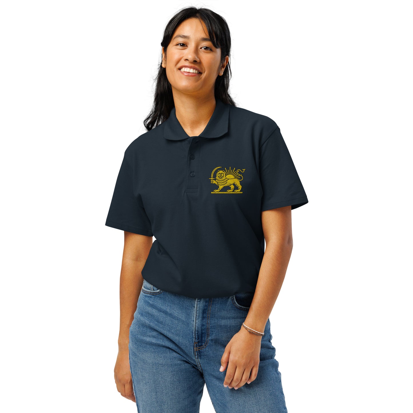 Lion & Sun Embroidered Premium Pique Polo Shirt